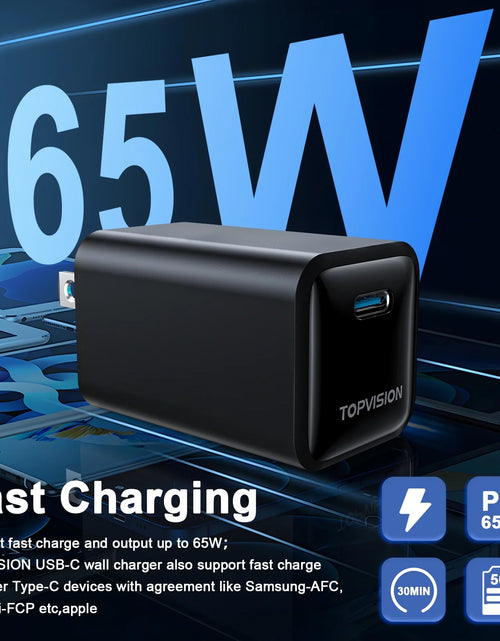 Load image into Gallery viewer, USB-C Charger Block 65W, Fast Charging Wall Charger Adapter for Apple, Android, 1 Pack
