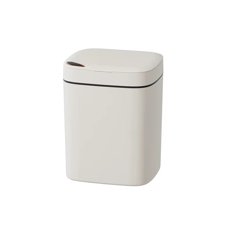 Smart Bathroom Trash Can- White Non-Contact Sensor & Automatic Bagging for Smart Homes 16L