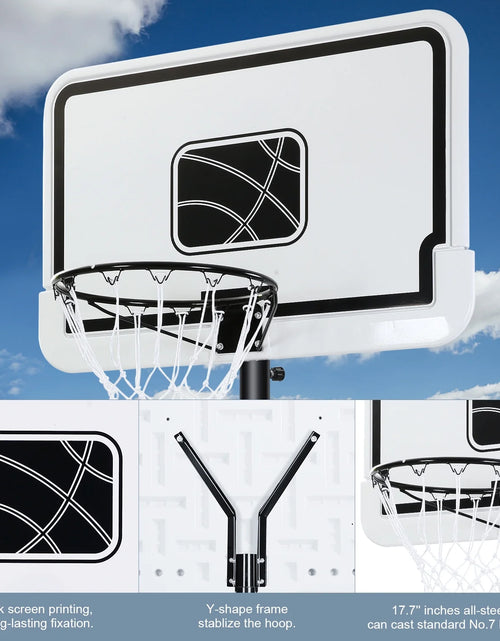 Load image into Gallery viewer, 44In Basketball Hoop Adjustable Height 6.56Ft-10Ft Goal Durable Outdoor Portable Basketball System for All Age Ranges White
