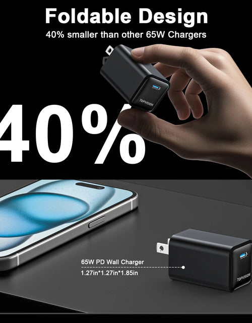 Load image into Gallery viewer, USB-C Charger Block 65W, Fast Charging Wall Charger Adapter for Apple, Android, 1 Pack
