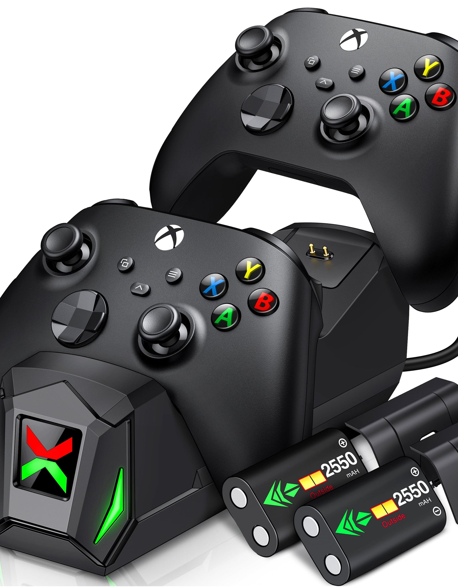 Controller Charger for Xbox, Charging Station with 2*2550Mah Controller Battery Packs for Xbox Series/One X/S/Elite