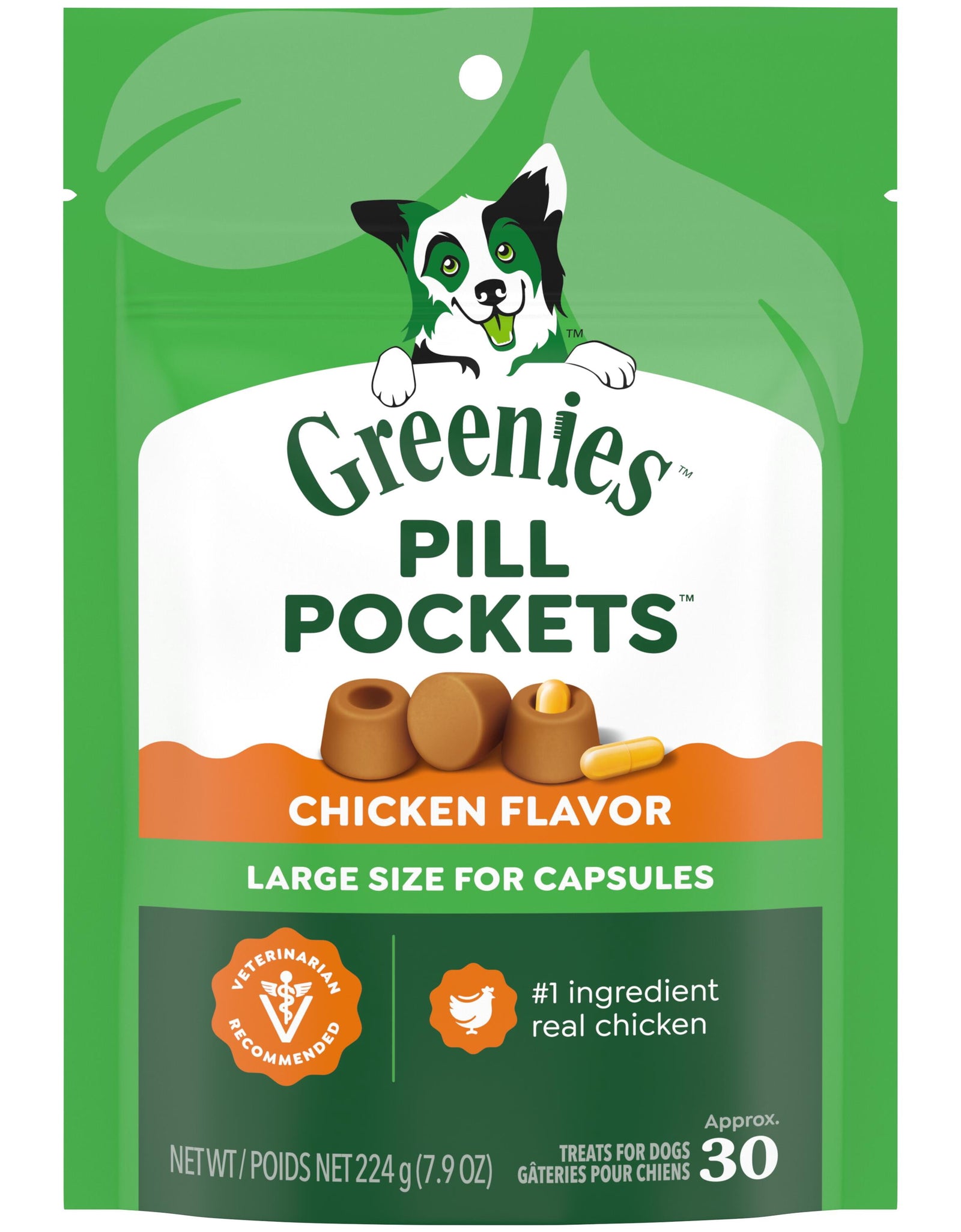 Pill Pockets for Dogs Chicken Flavor Large, Capsule Size Soft Dog Treats, 7.9 Oz, (30 Pk)