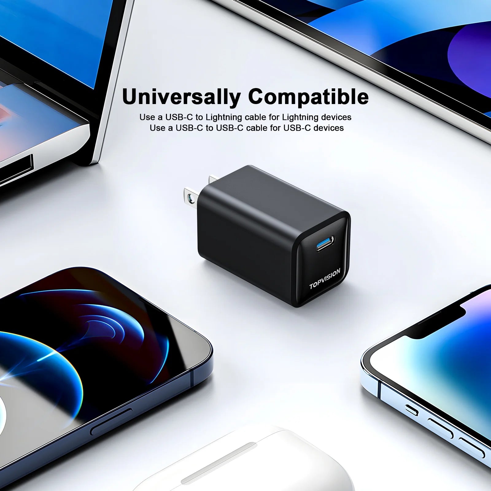 USB-C Charger Block 65W, Fast Charging Wall Charger Adapter for Apple, Android, 1 Pack